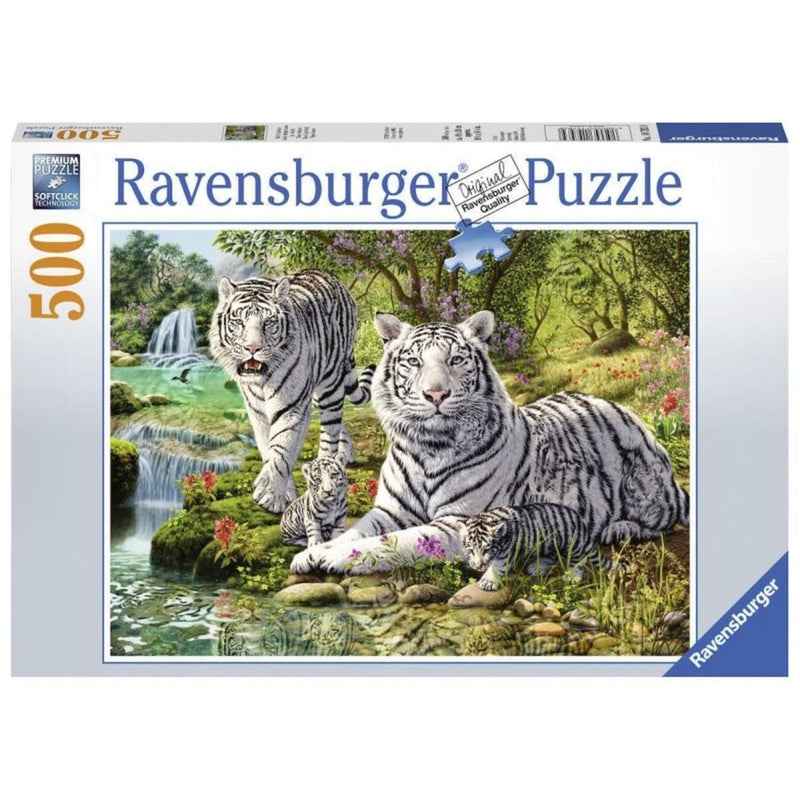 500 Piece White Tiger Family Jigsaw Puzzle